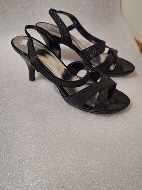 Women's Black Strappy Slingback Heels